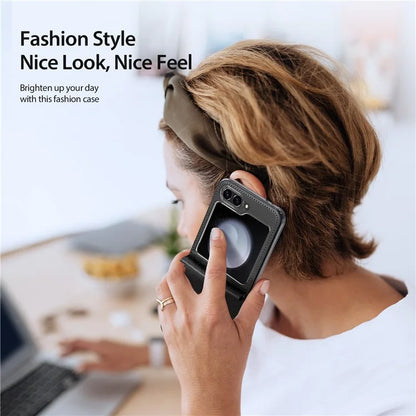 DUX DUCIS Bril Series for Samsung Galaxy Z Flip6 5G Case Leather+PC Protective Shell Cover