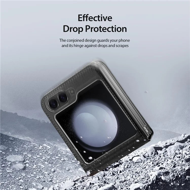 DUX DUCIS Bril Series for Samsung Galaxy Z Flip6 5G Case Leather+PC Protective Shell Cover