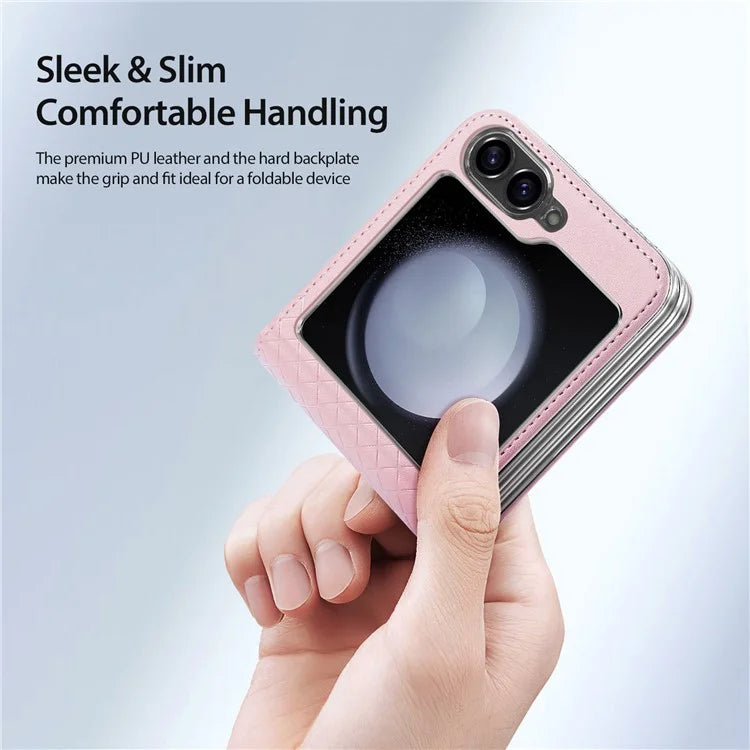 DUX DUCIS Bril Series for Samsung Galaxy Z Flip6 5G Case Leather+PC Protective Shell Cover