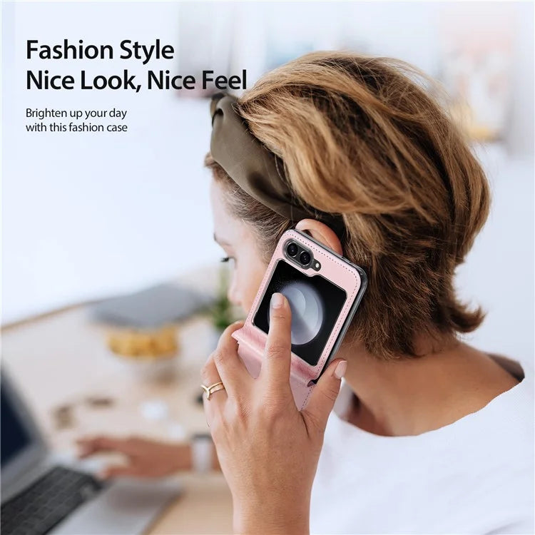 DUX DUCIS Bril Series for Samsung Galaxy Z Flip6 5G Case Leather+PC Protective Shell Cover