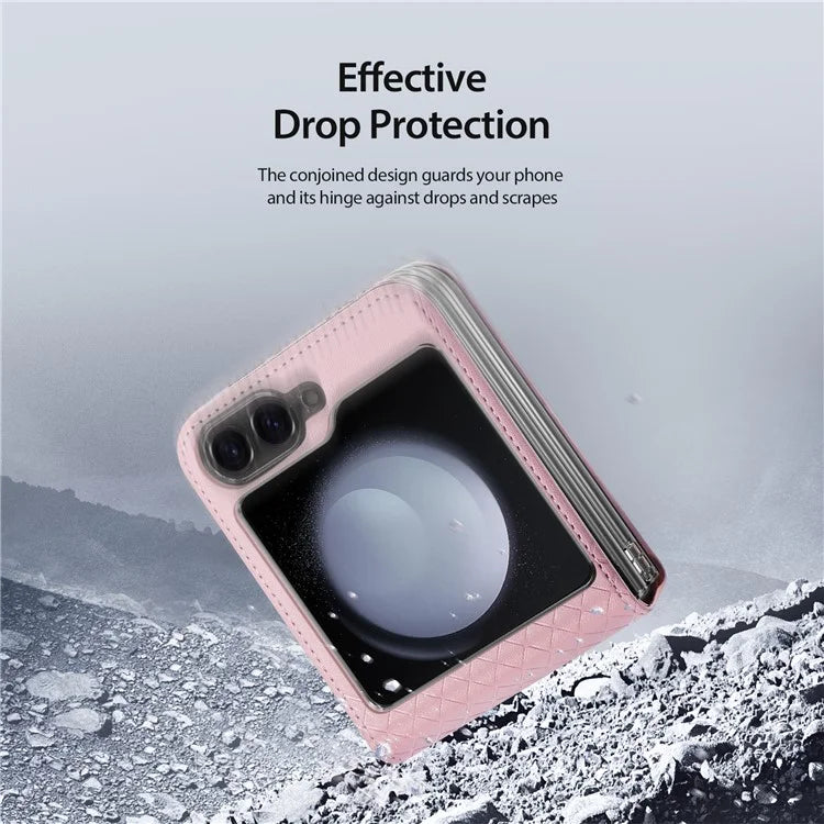 DUX DUCIS Bril Series for Samsung Galaxy Z Flip6 5G Case Leather+PC Protective Shell Cover