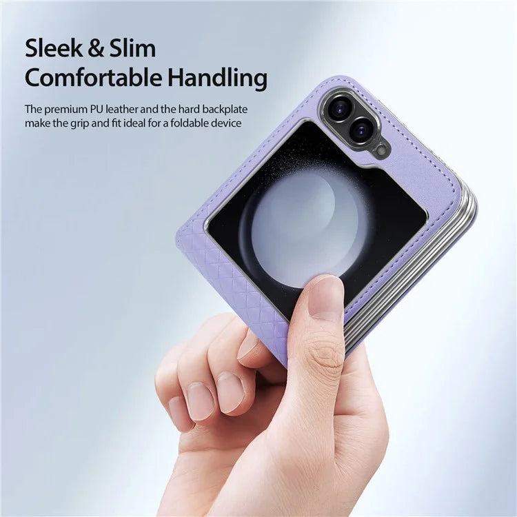DUX DUCIS Bril Series for Samsung Galaxy Z Flip6 5G Case Leather+PC Protective Shell Cover