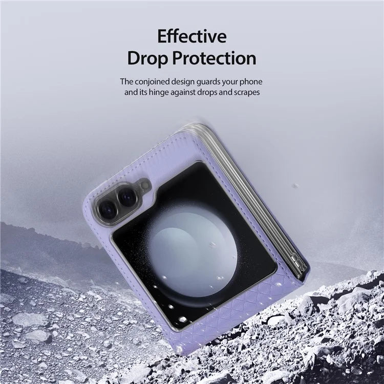 DUX DUCIS Bril Series for Samsung Galaxy Z Flip6 5G Case Leather+PC Protective Shell Cover