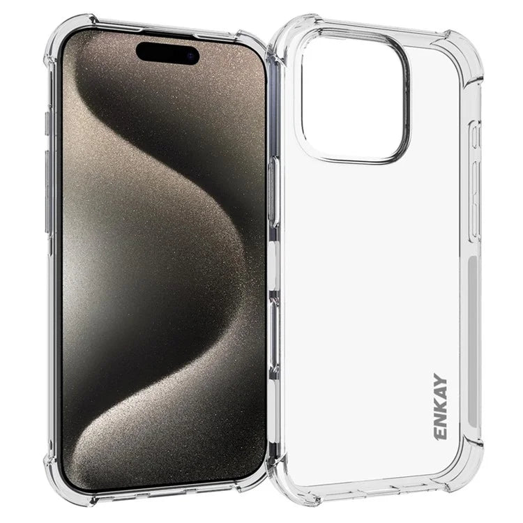 ENKAY HAT PRINCE For iPhone 16 Pro Max Case TPU Clear Phone Cover with Reinforced Corner