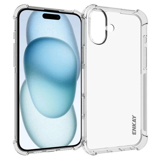 ENKAY HAT PRINCE For iPhone 16 Plus Clear Case Anti-Drop Corners Protection TPU Phone Cover