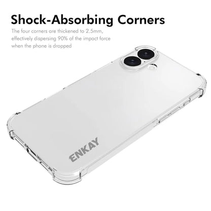 ENKAY HAT PRINCE For iPhone 16 Plus Clear Case Anti-Drop Corners Protection TPU Phone Cover