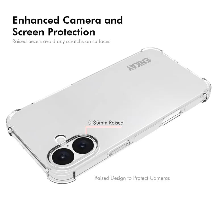 ENKAY HAT PRINCE For iPhone 16 Plus Clear Case Anti-Drop Corners Protection TPU Phone Cover