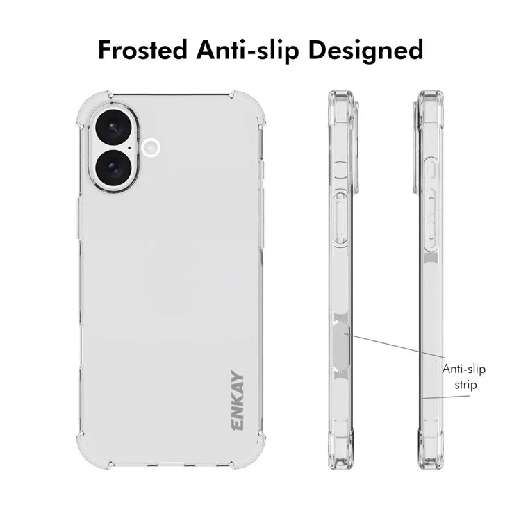 ENKAY HAT PRINCE For iPhone 16 Plus Clear Case Anti-Drop Corners Protection TPU Phone Cover
