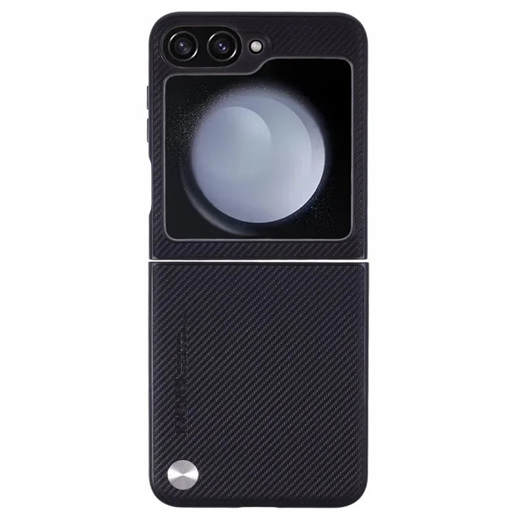 X-LEVEL Phone Case for Samsung Galaxy Z Flip6 5G Carbon Fiber Texture PU Leather+PC Phone Cover - Black