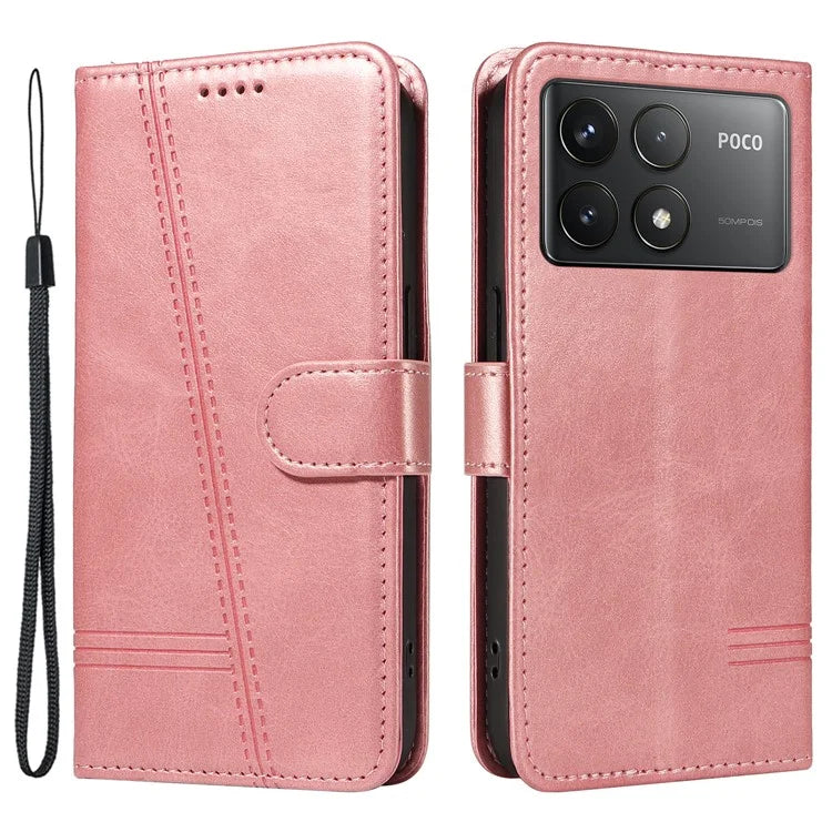 For Xiaomi Poco F6 Pro 5G / Redmi K70 5G / K70 Pro 5G Case T-Shaped Lines Leather Phone Cover