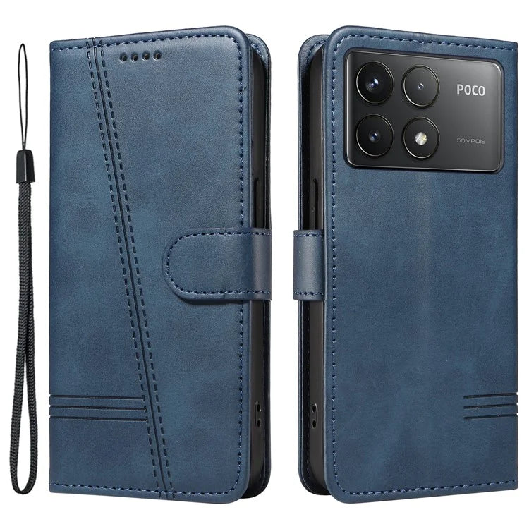 For Xiaomi Poco F6 Pro 5G / Redmi K70 5G / K70 Pro 5G Case T-Shaped Lines Leather Phone Cover