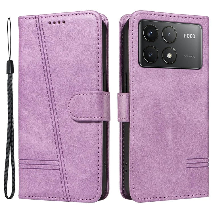 For Xiaomi Poco F6 Pro 5G / Redmi K70 5G / K70 Pro 5G Case T-Shaped Lines Leather Phone Cover