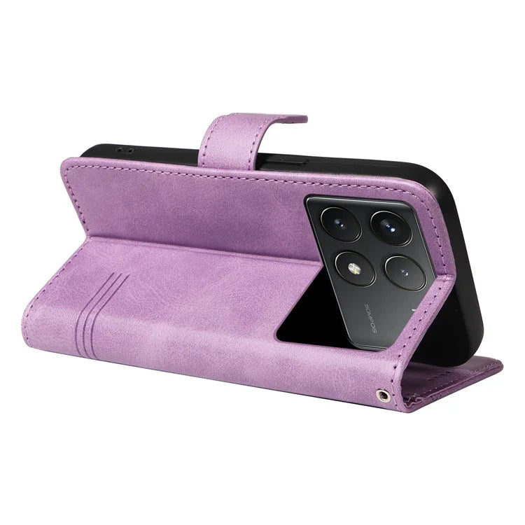 For Xiaomi Poco F6 Pro 5G / Redmi K70 5G / K70 Pro 5G Case T-Shaped Lines Leather Phone Cover