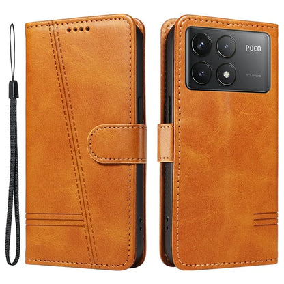 For Xiaomi Poco F6 Pro 5G / Redmi K70 5G / K70 Pro 5G Case T-Shaped Lines Leather Phone Cover