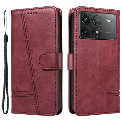 For Xiaomi Poco F6 Pro 5G / Redmi K70 5G / K70 Pro 5G Case T-Shaped Lines Leather Phone Cover