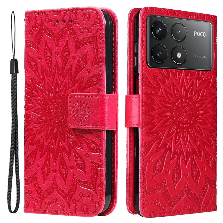 KT Imprinting Flower Series-1 For Xiaomi Redmi K70 5G / K70 Pro 5G / Poco F6 Pro 5G Case Wallet Leather Phone Cover