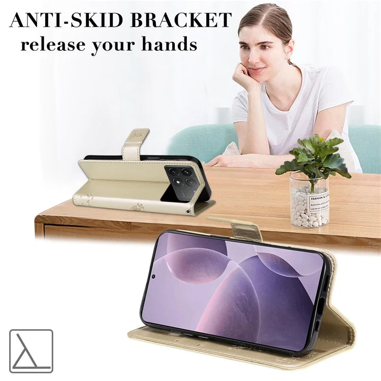 KT Imprinting Flower Series-3 For Xiaomi Redmi K70 5G / K70 Pro 5G / Poco F6 Pro 5G Leather Phone Case