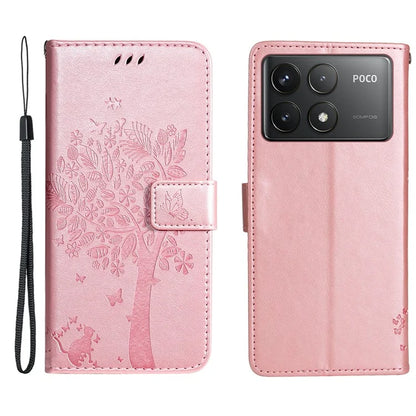 KT Imprinting Flower Series-3 For Xiaomi Redmi K70 5G / K70 Pro 5G / Poco F6 Pro 5G Leather Phone Case Gold