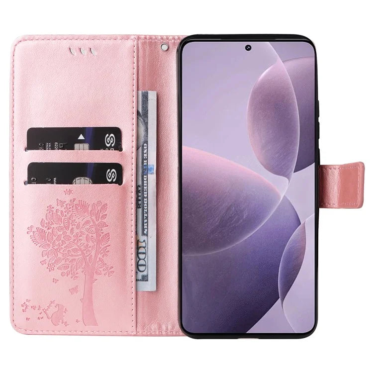 KT Imprinting Flower Series-3 For Xiaomi Redmi K70 5G / K70 Pro 5G / Poco F6 Pro 5G Leather Phone Case Gold