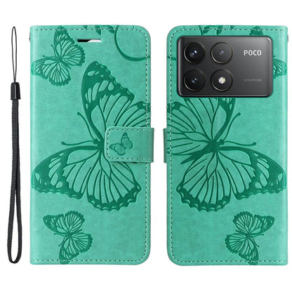 KT Imprinting Flower Series-2 For Xiaomi Redmi K70 5G / K70 Pro 5G / Poco F6 Pro 5G Case Butterfly Leather Phone Cover
