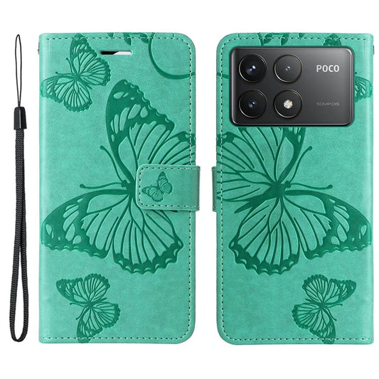 KT Imprinting Flower Series-2 For Xiaomi Redmi K70 5G / K70 Pro 5G / Poco F6 Pro 5G Case Butterfly Leather Phone Cover