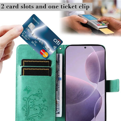 KT Imprinting Flower Series-2 For Xiaomi Redmi K70 5G / K70 Pro 5G / Poco F6 Pro 5G Case Butterfly Leather Phone Cover