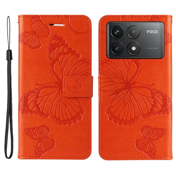 KT Imprinting Flower Series-2 For Xiaomi Redmi K70 5G / K70 Pro 5G / Poco F6 Pro 5G Case Butterfly Leather Phone Cover