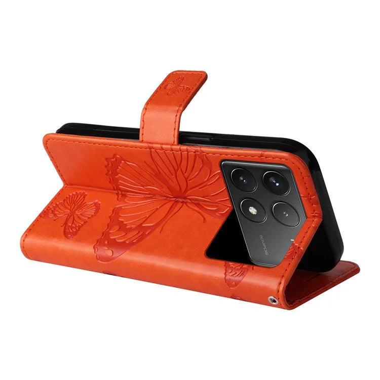 KT Imprinting Flower Series-2 For Xiaomi Redmi K70 5G / K70 Pro 5G / Poco F6 Pro 5G Case Butterfly Leather Phone Cover