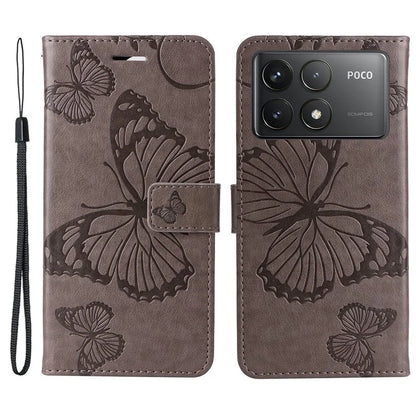 KT Imprinting Flower Series-2 For Xiaomi Redmi K70 5G / K70 Pro 5G / Poco F6 Pro 5G Case Butterfly Leather Phone Cover