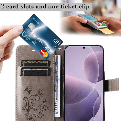 KT Imprinting Flower Series-2 For Xiaomi Redmi K70 5G / K70 Pro 5G / Poco F6 Pro 5G Case Butterfly Leather Phone Cover