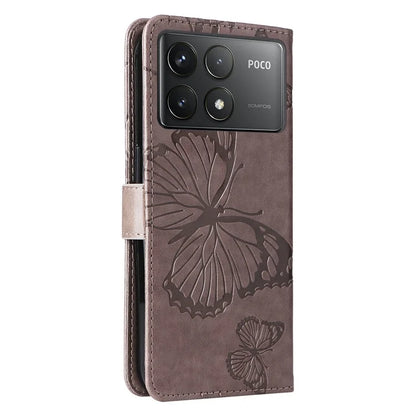 KT Imprinting Flower Series-2 For Xiaomi Redmi K70 5G / K70 Pro 5G / Poco F6 Pro 5G Case Butterfly Leather Phone Cover
