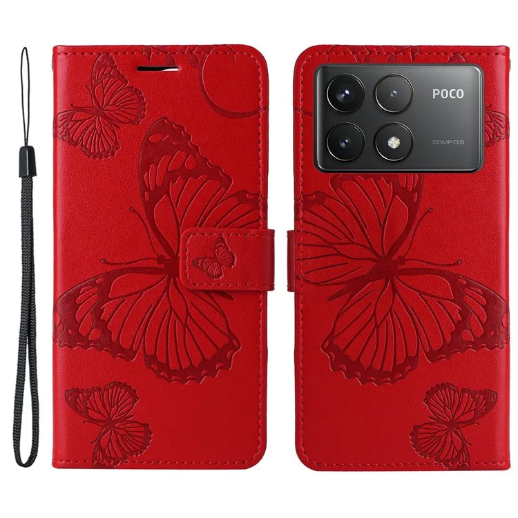 KT Imprinting Flower Series-2 For Xiaomi Redmi K70 5G / K70 Pro 5G / Poco F6 Pro 5G Case Butterfly Leather Phone Cover