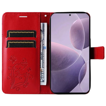 KT Imprinting Flower Series-2 For Xiaomi Redmi K70 5G / K70 Pro 5G / Poco F6 Pro 5G Case Butterfly Leather Phone Cover