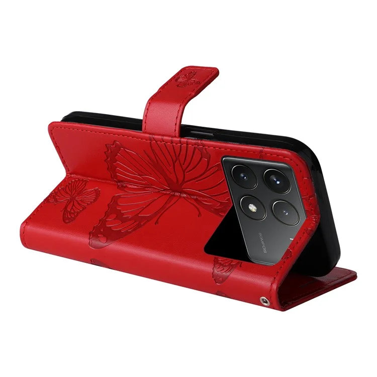 KT Imprinting Flower Series-2 For Xiaomi Redmi K70 5G / K70 Pro 5G / Poco F6 Pro 5G Case Butterfly Leather Phone Cover