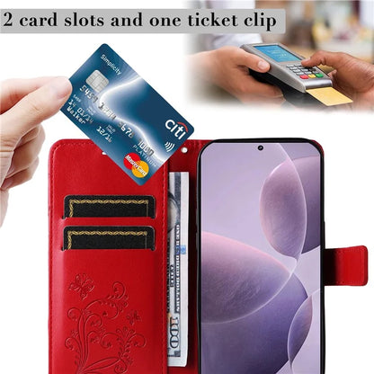 KT Imprinting Flower Series-2 For Xiaomi Redmi K70 5G / K70 Pro 5G / Poco F6 Pro 5G Case Butterfly Leather Phone Cover