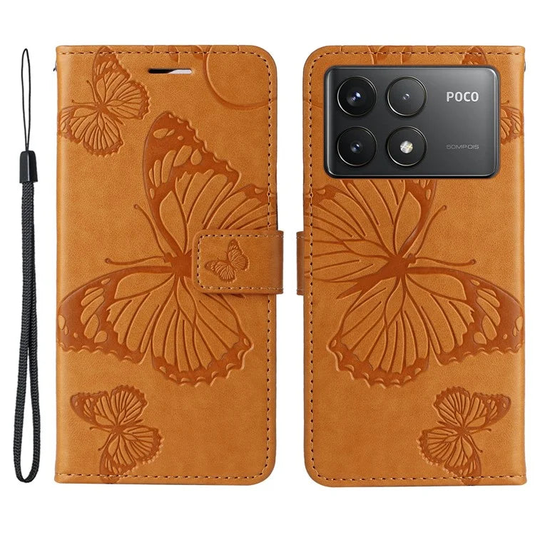 KT Imprinting Flower Series-2 For Xiaomi Redmi K70 5G / K70 Pro 5G / Poco F6 Pro 5G Case Butterfly Leather Phone Cover