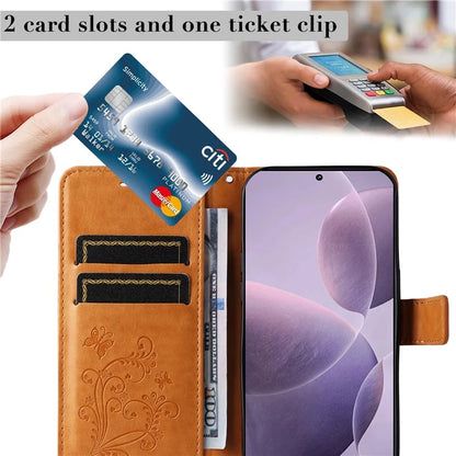KT Imprinting Flower Series-2 For Xiaomi Redmi K70 5G / K70 Pro 5G / Poco F6 Pro 5G Case Butterfly Leather Phone Cover