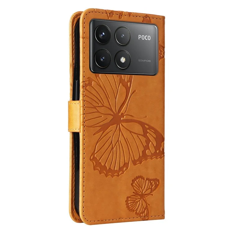 KT Imprinting Flower Series-2 For Xiaomi Redmi K70 5G / K70 Pro 5G / Poco F6 Pro 5G Case Butterfly Leather Phone Cover