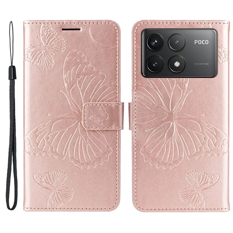 KT Imprinting Flower Series-2 For Xiaomi Redmi K70 5G / K70 Pro 5G / Poco F6 Pro 5G Case Butterfly Leather Phone Cover