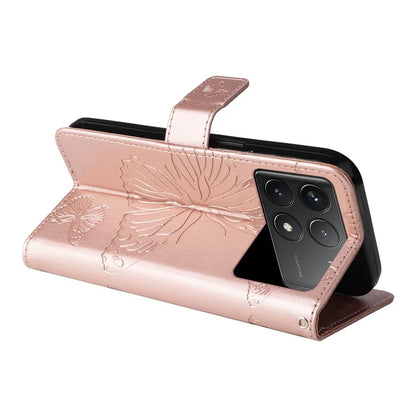 KT Imprinting Flower Series-2 For Xiaomi Redmi K70 5G / K70 Pro 5G / Poco F6 Pro 5G Case Butterfly Leather Phone Cover