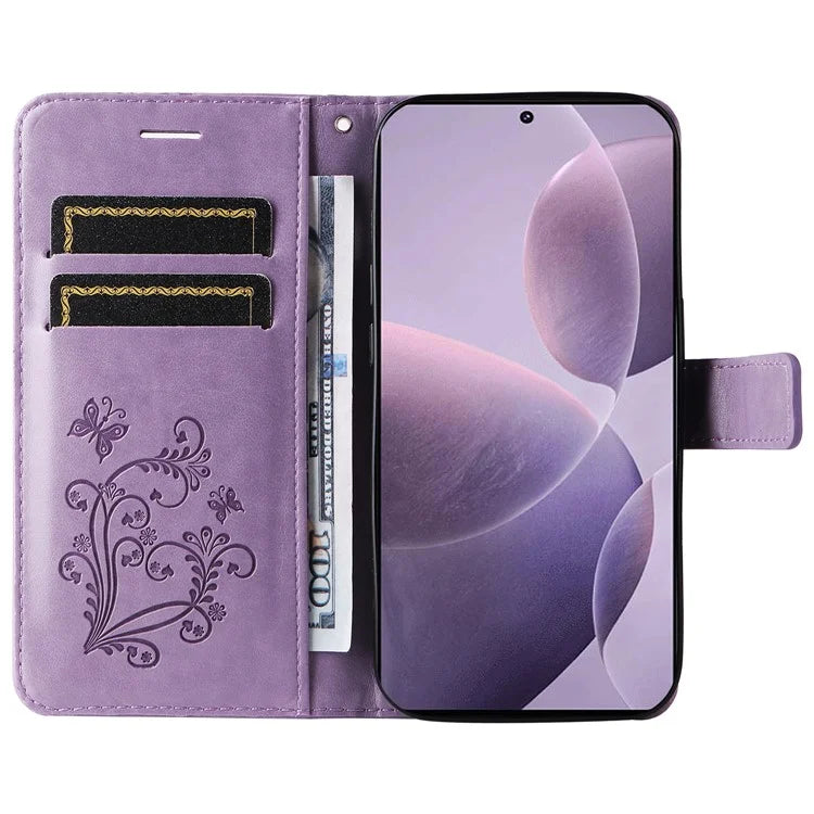 KT Imprinting Flower Series-2 For Xiaomi Redmi K70 5G / K70 Pro 5G / Poco F6 Pro 5G Case Butterfly Leather Phone Cover
