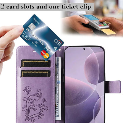 KT Imprinting Flower Series-2 For Xiaomi Redmi K70 5G / K70 Pro 5G / Poco F6 Pro 5G Case Butterfly Leather Phone Cover