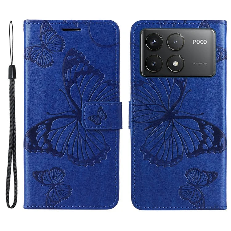 KT Imprinting Flower Series-2 For Xiaomi Redmi K70 5G / K70 Pro 5G / Poco F6 Pro 5G Case Butterfly Leather Phone Cover