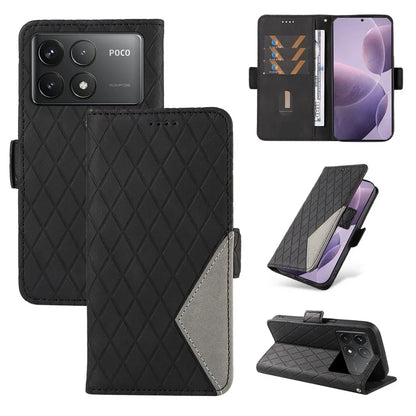 For Xiaomi Poco F6 Pro 5G / Redmi K70 5G / K70 Pro 5G Leather Case Wallet Rhombus Grid Phone Cover