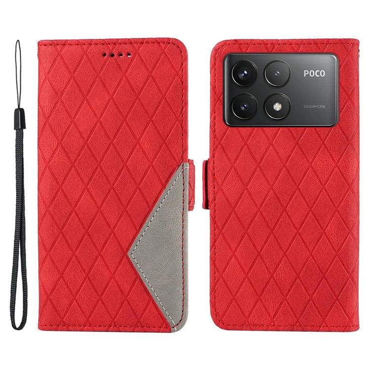 For Xiaomi Poco F6 Pro 5G / Redmi K70 5G / K70 Pro 5G Leather Case Wallet Rhombus Grid Phone Cover