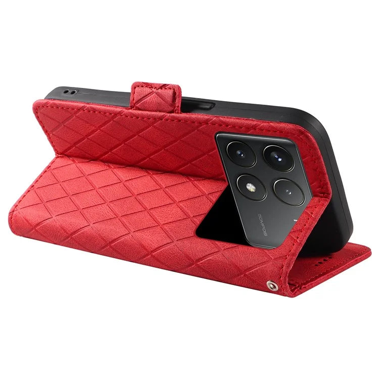 For Xiaomi Poco F6 Pro 5G / Redmi K70 5G / K70 Pro 5G Leather Case Wallet Rhombus Grid Phone Cover