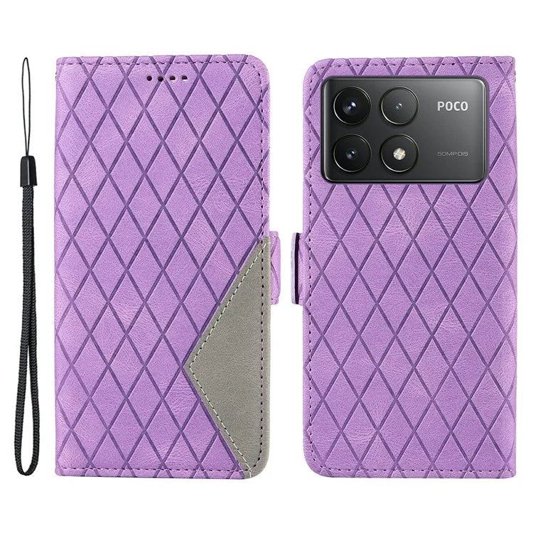 For Xiaomi Poco F6 Pro 5G / Redmi K70 5G / K70 Pro 5G Leather Case Wallet Rhombus Grid Phone Cover