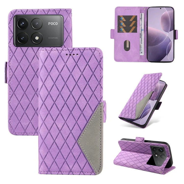 For Xiaomi Poco F6 Pro 5G / Redmi K70 5G / K70 Pro 5G Leather Case Wallet Rhombus Grid Phone Cover