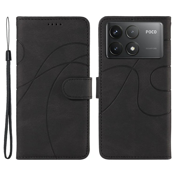 For Xiaomi Poco F6 Pro 5G / Redmi K70 5G / K70 Pro 5G Case Leather Wallet Cover Curved Line