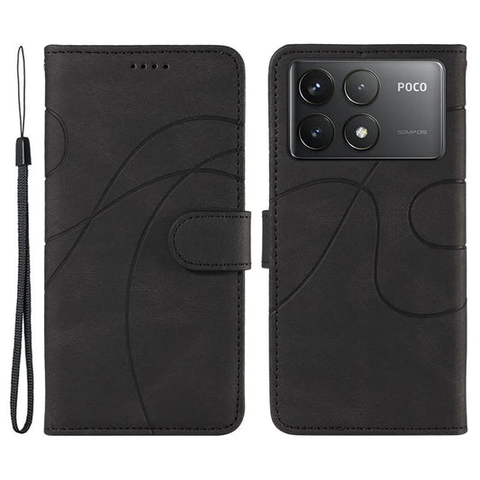 For Xiaomi Poco F6 Pro 5G / Redmi K70 5G / K70 Pro 5G Case Leather Wallet Cover Curved Line